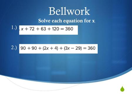 Solve each equation for x. 1.) 2.)