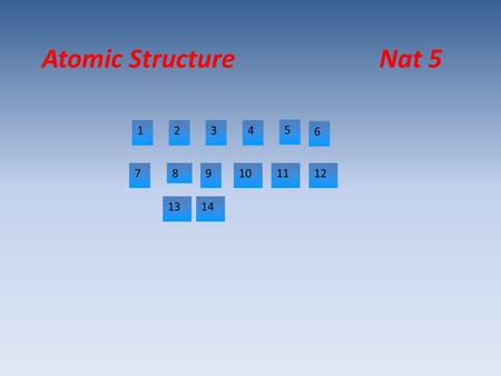 Atomic Structure Nat 5 1 2 3 4 5 6 7 8 9 10 11 12 13 14.