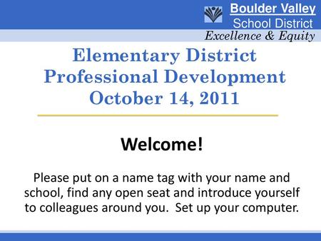 Elementary District Professional Development