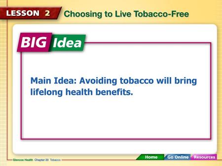 Main Idea: Avoiding tobacco will bring lifelong health benefits.