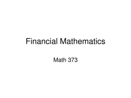 Financial Mathematics