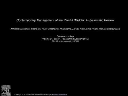 Contemporary Management of the Painful Bladder: A Systematic Review