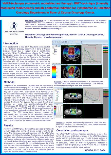 VMAT-technique (volumetric modulated arc therapy), IMRT-technique (intensity modulated radiotherapy) and 3D-conformal radiation for Lymphomas in Radiation.