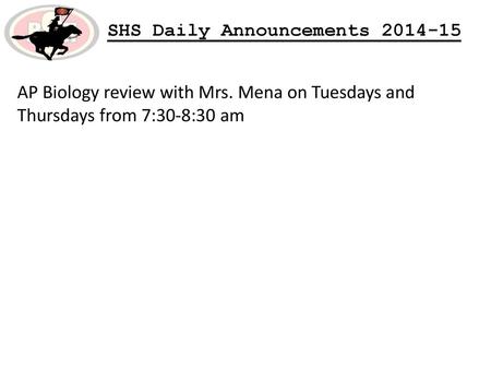 SHS Daily Announcements