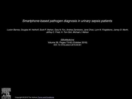 Smartphone-based pathogen diagnosis in urinary sepsis patients