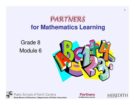 Module 6 PARTNERS for Mathematics Learning Grade 8 Partners 1