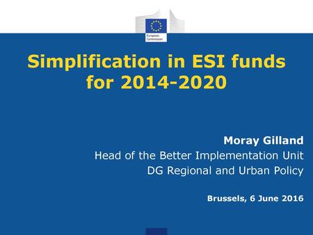 Simplification in ESI funds for