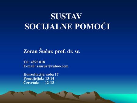 SUSTAV SOCIJALNE POMOĆI