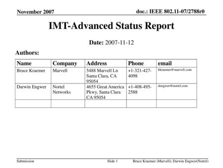 IMT-Advanced Status Report