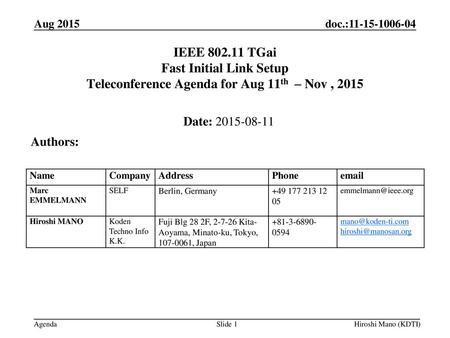 April 2009 doc.: IEEE /xxxxr0 Aug 2015