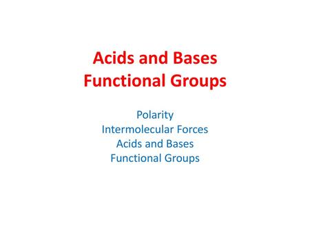 Acids and Bases Functional Groups