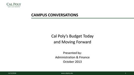 Cal Poly’s Budget Today and Moving Forward