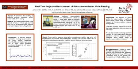 Real-Time Objective Measurement of the Accommodation While Reading