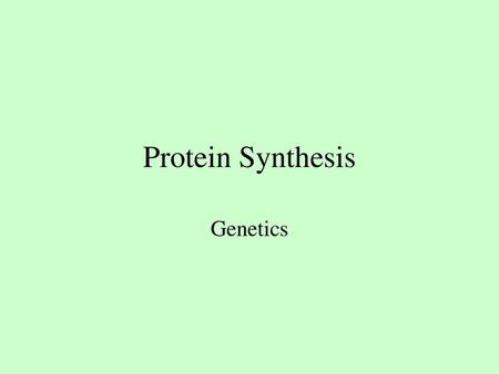 Protein Synthesis Genetics.