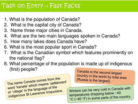 Task on Entry – Fast Facts