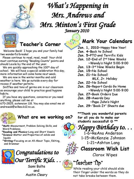 Mrs. Minton’s First Grade