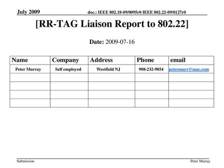 [RR-TAG Liaison Report to ]