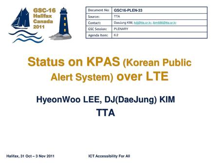 Status on KPAS (Korean Public Alert System) over LTE