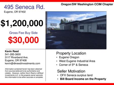 $1,200,000 $30, Seneca Rd. Property Location Seller Motivation