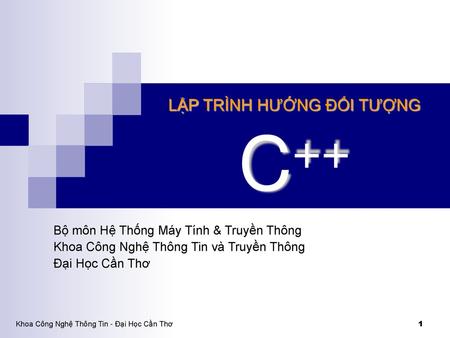 LẬP TRÌNH HƯỚNG ĐỐI TƯỢNG C++