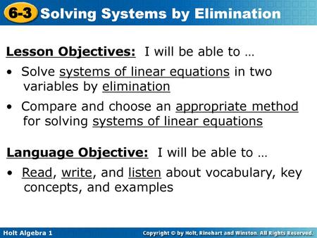 Lesson Objectives:  I will be able to …