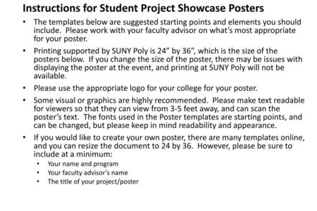 Instructions for Student Project Showcase Posters