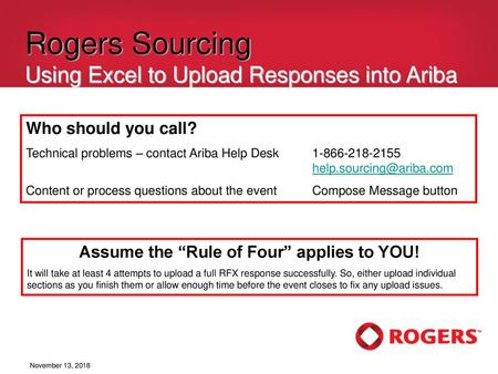 Rogers Sourcing Using Excel to Upload Responses into Ariba