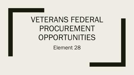 Veterans Federal Procurement Opportunities