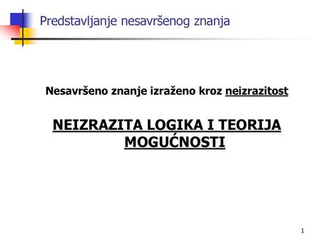 Predstavljanje nesavršenog znanja