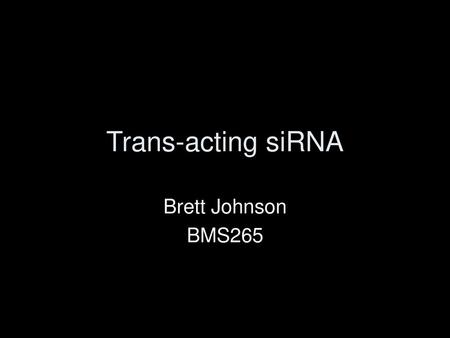 Trans-acting siRNA Brett Johnson BMS265.