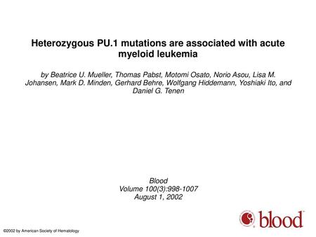 Heterozygous PU.1 mutations are associated with acute myeloid leukemia