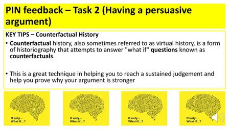 PIN feedback – Task 2 (Having a persuasive argument)