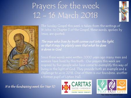 Prayers for the week March 2018