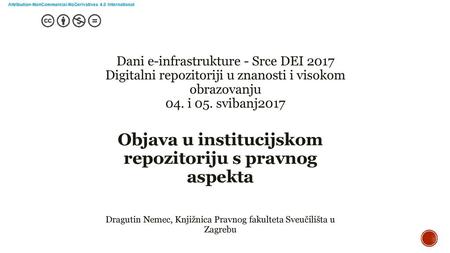 Objava u institucijskom repozitoriju s pravnog aspekta