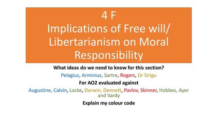 4 F Implications of Free will/ Libertarianism on Moral Responsibility