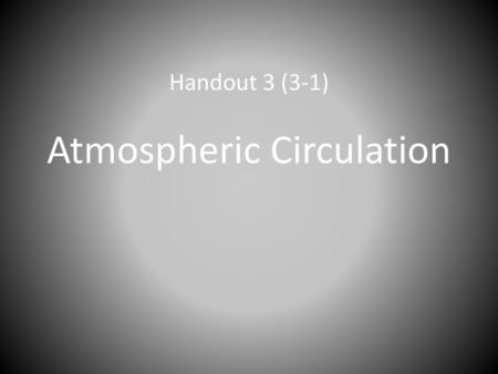 Atmospheric Circulation