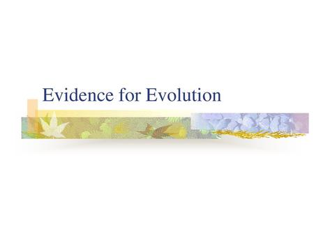 Evidence for Evolution