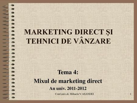 MARKETING DIRECT ŞI TEHNICI DE VÂNZARE