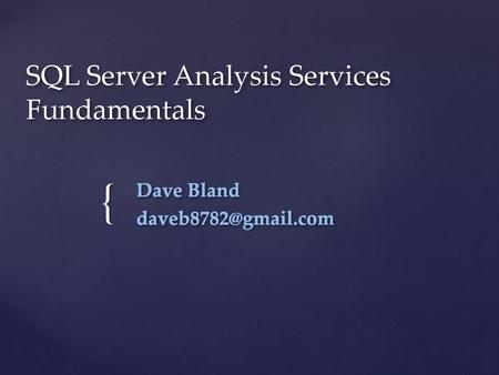 SQL Server Analysis Services Fundamentals