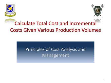 Principles of Cost Analysis and Management