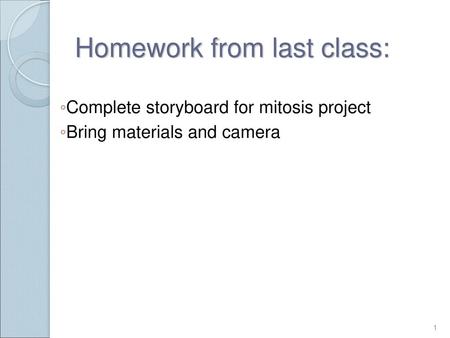 Homework from last class: