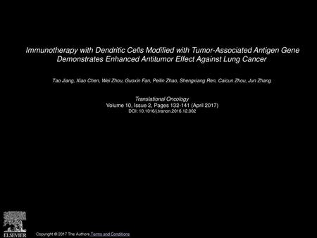 Immunotherapy with Dendritic Cells Modified with Tumor-Associated Antigen Gene Demonstrates Enhanced Antitumor Effect Against Lung Cancer  Tao Jiang,