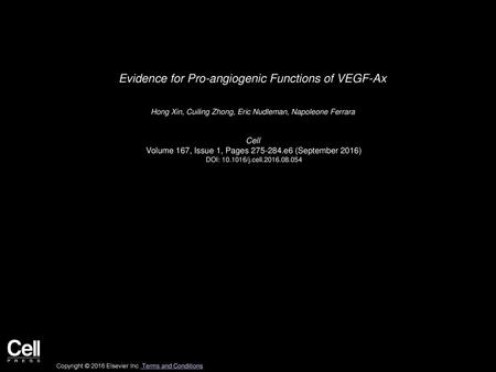 Evidence for Pro-angiogenic Functions of VEGF-Ax