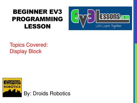 BEGINNER EV3 PROGRAMMING Lesson