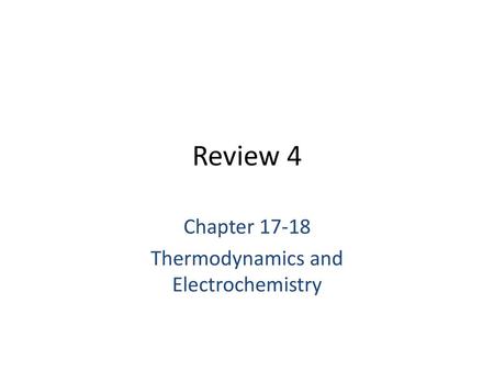 Chapter Thermodynamics and Electrochemistry