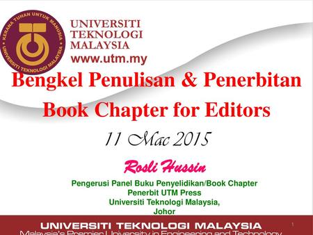 Bengkel Penulisan & Penerbitan Book Chapter for Editors