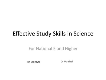 Effective Study Skills in Science