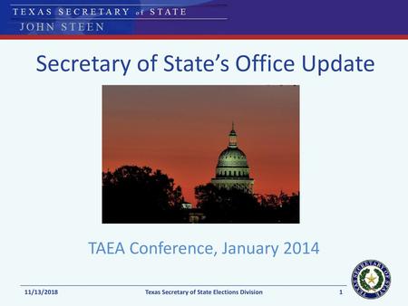 Secretary of State’s Office Update