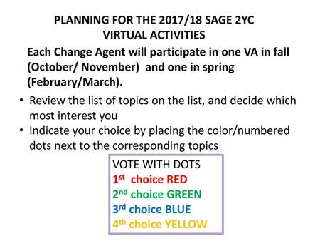 PLANNING FOR THE 2017/18 SAGE 2YC