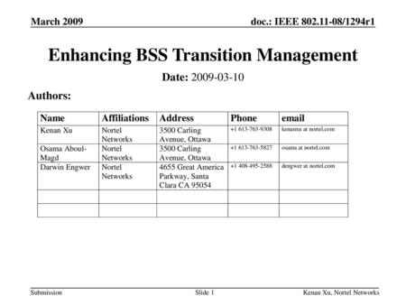 Enhancing BSS Transition Management